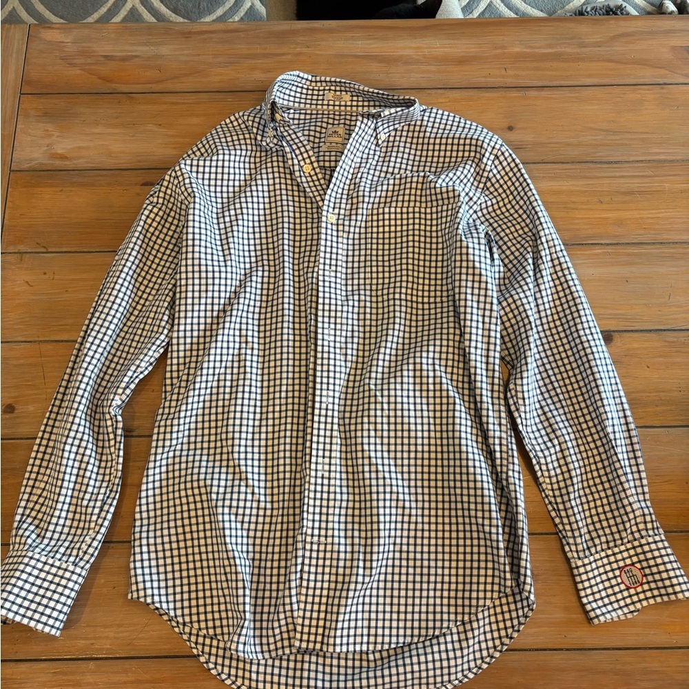 Peter Millar Black and White Check Cotton Button-Down Shirt